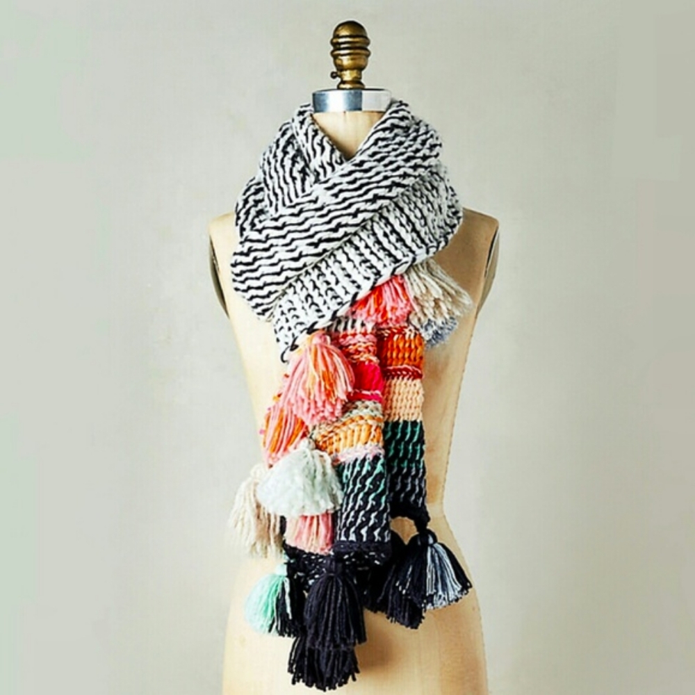 SOLD New Rare Anthropologie Scarf Rainbow Tassel Scarf